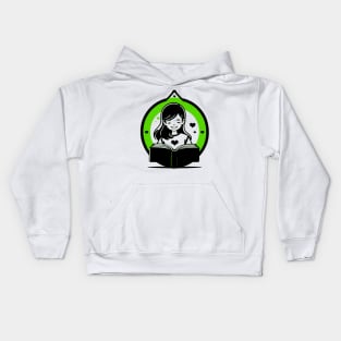 Girl who Loves to Read Green Kids Hoodie